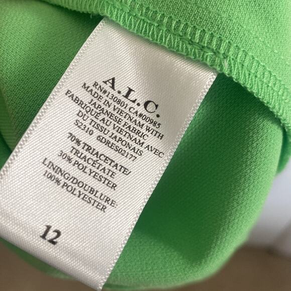 A.L.C. Mini Cady Jane Sheath Dress Crepe Ruched Spring Bouquet Green Size 12 - Picture 8 of 13